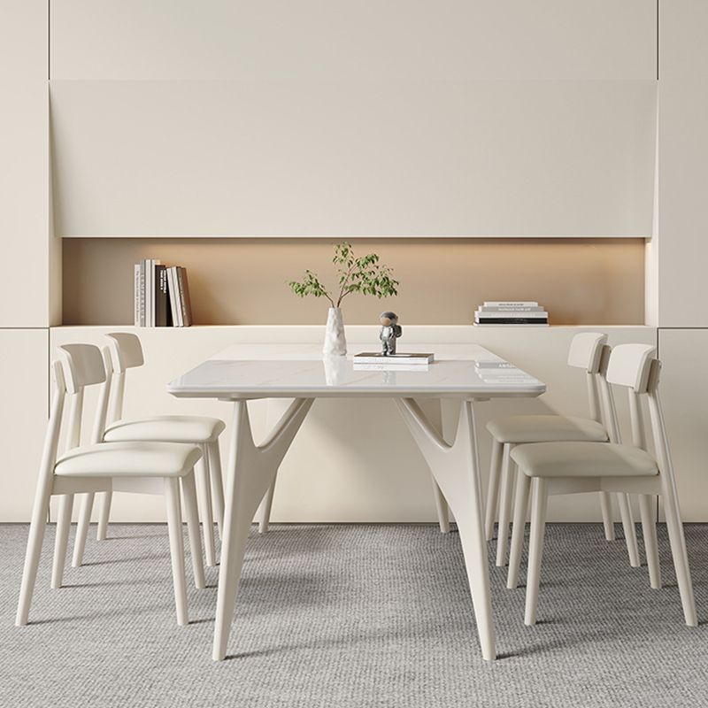 Contemporary Kitchen Dinner Table 4 Legs Rectangle Dining Table