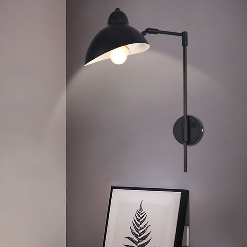 Black Duckbill Reading Wall Lamp Vintage Metal 1 Bulb Bedroom Wall Light