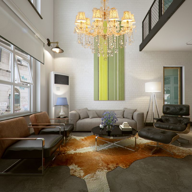 Teardrop Chandelier Light Fixture Modern Hand-Cut Crystal 10 Heads Gold Suspension Pendant for Living Room