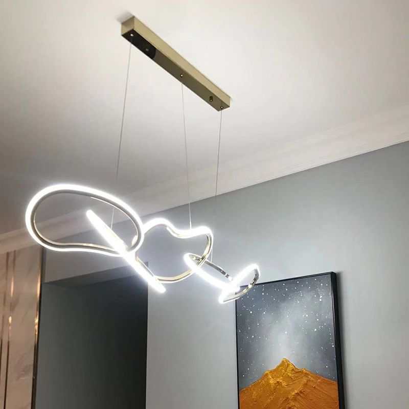 Rose Gold Metal Island Lights Acrylic Shade Modern Simplicity Hanging Lamp