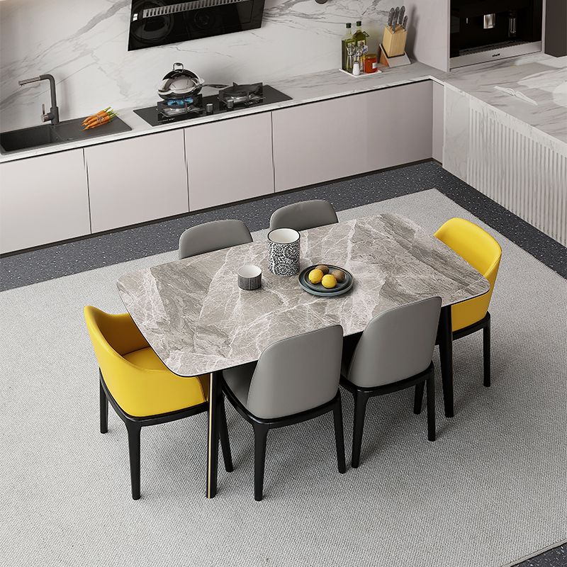 Meubles en pierre de rectangle de table de salle à manger de style industriel avec 4 pieds