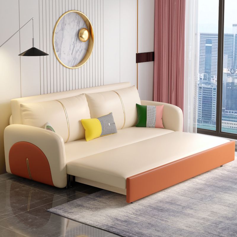 Modern Square Arm Faux Leather Stain Resistant Bed Sofa Couch