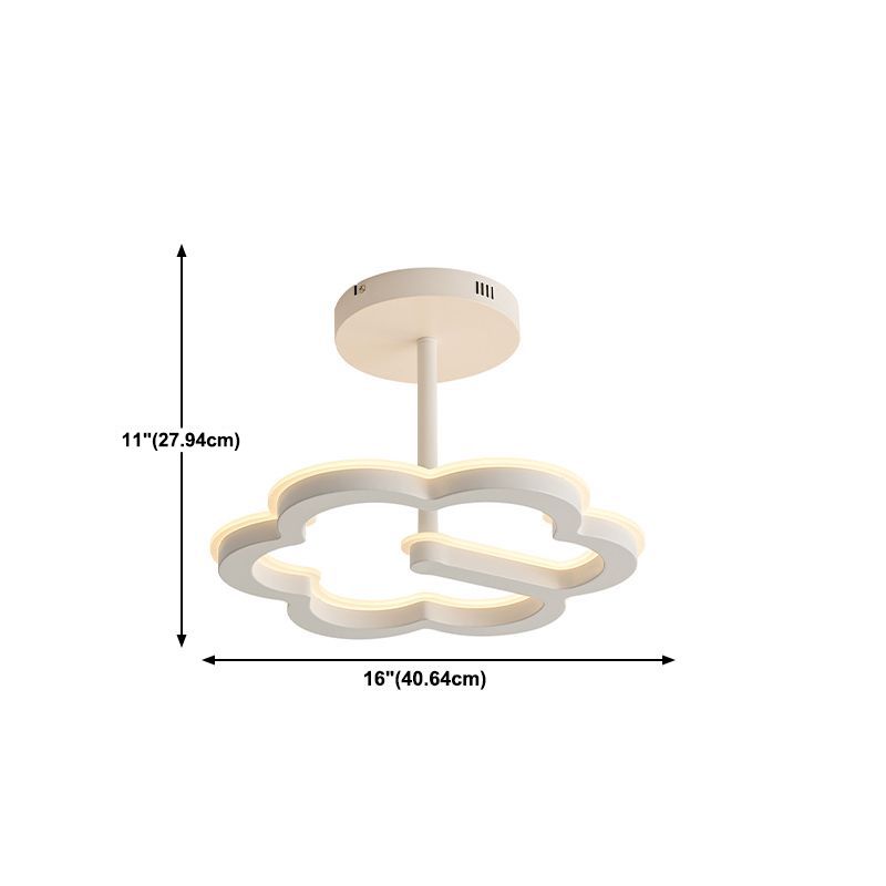 Kids Semi Flush Mount Light Flower Metal Ceiling Light Fixture for Bedroom