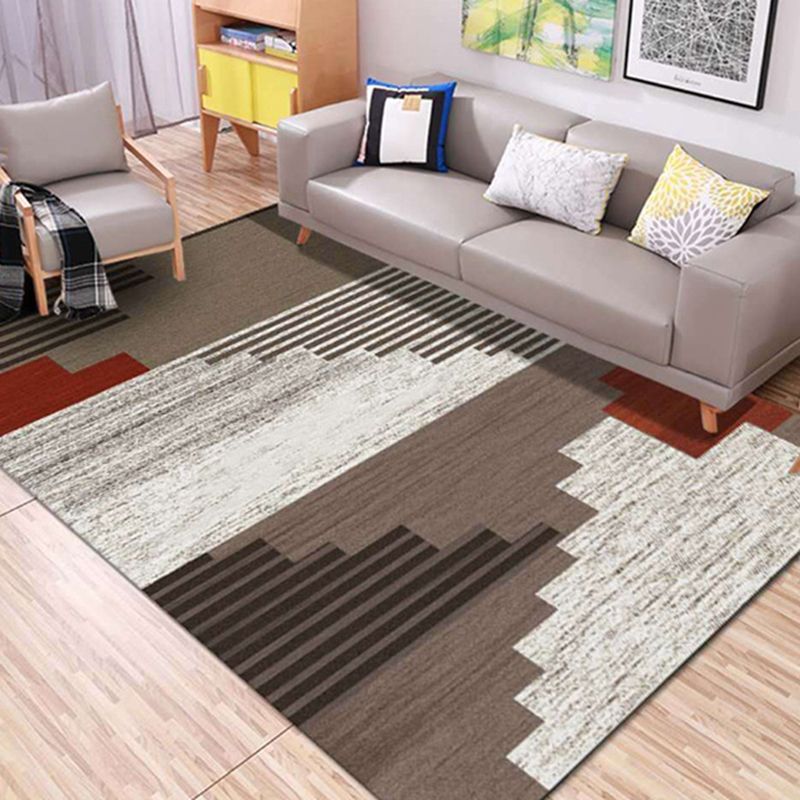 Relaxing Living Room Rug Multi Color Abstract Pattern Indoor Rug Polyster Non-Slip Machine Washable Area Carpet
