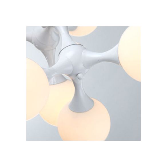 Molecular Semi Flush Light Nordic Style Frosted Glass 3 Lights Ceiling Mounted Light in Chrome/White for Living Room