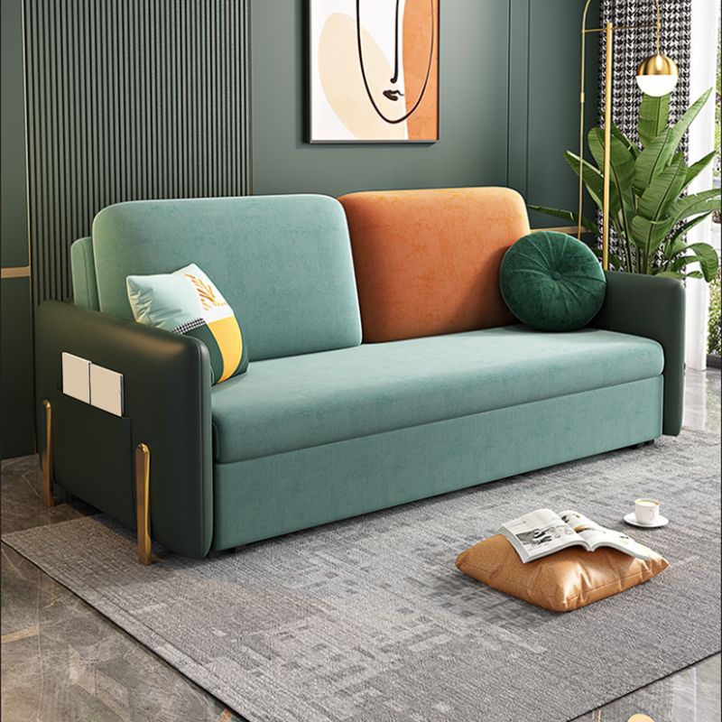 34" Wide Glam Futon Sofa Bed Green Futon Sleeper Sofa with Storage