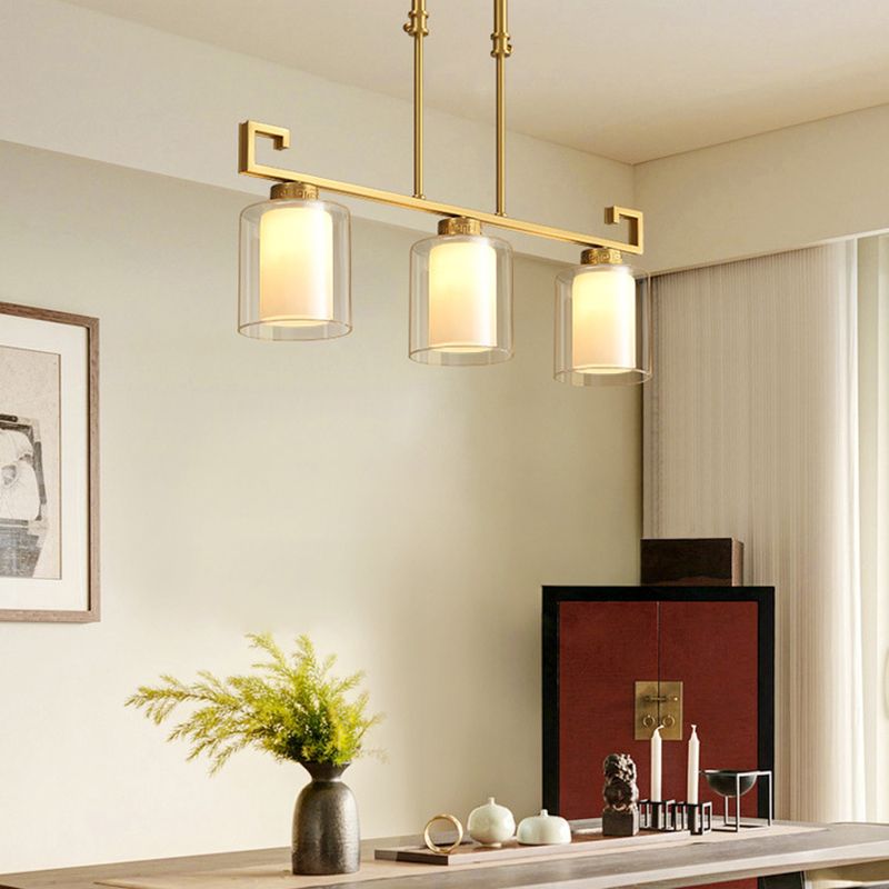 Cilinder Island Lighting Glass Contemporary Simplicity Fishting a sospensione per il ristorante