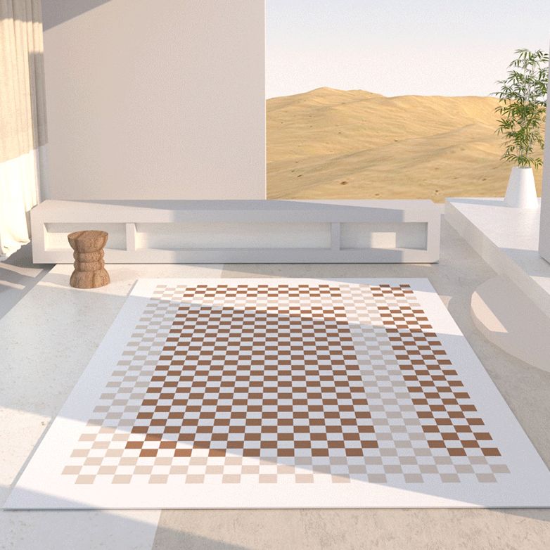 Multicolor Calming Indoor Rug Polyester Gingham Print Rug Easy Care Indoor Rug for Living Room