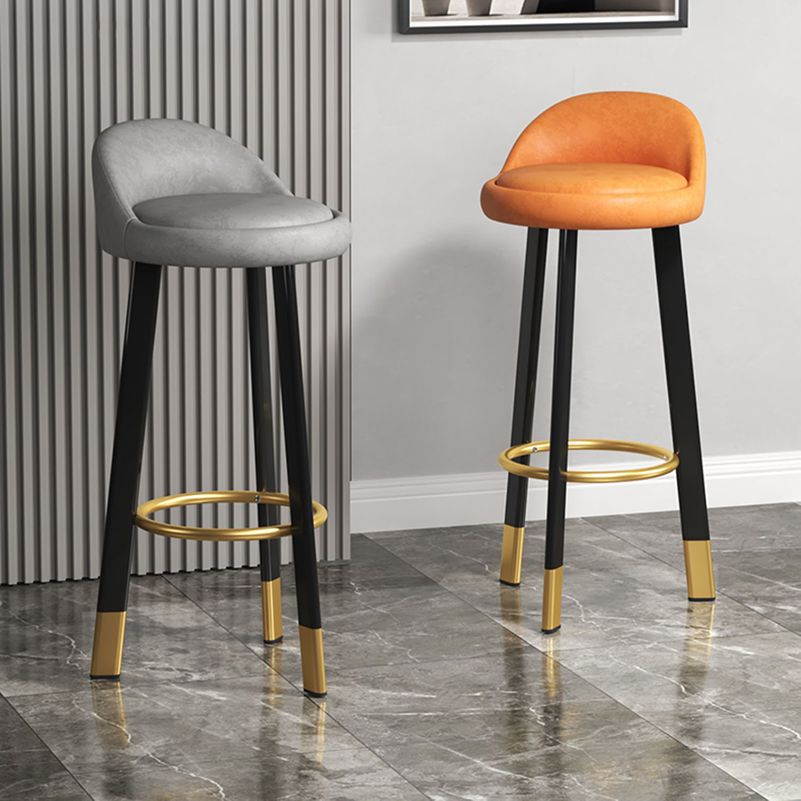 Contemporary Leather Counter Height Stools Bucket Bar Stool for Indoor