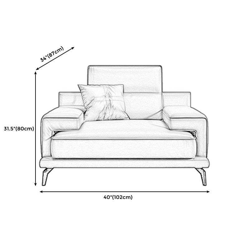 Genuine Leather Stationary Stain Resistant Living Room Gray Sofa