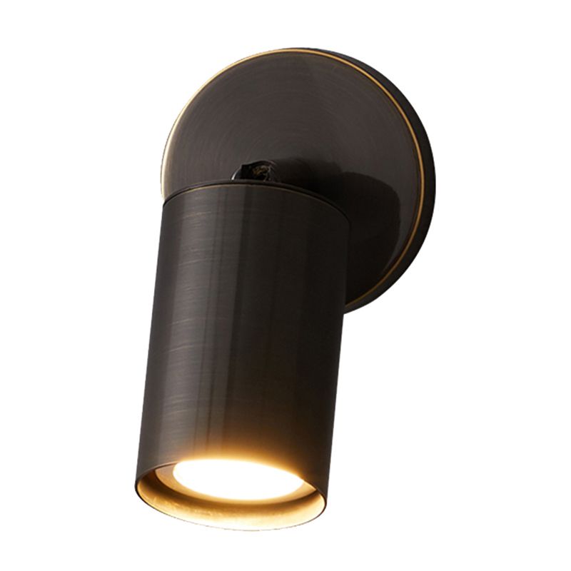 Cylinder Wall Sconce Solid Brass Wall Lighting Fixture in Black Finish