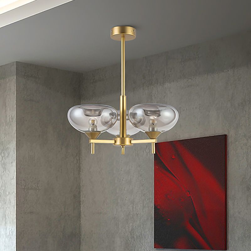 Dome Hanging Chandelier Modern Smoke Glass 3 Heads Dining Room Ceiling Suspension Lamp