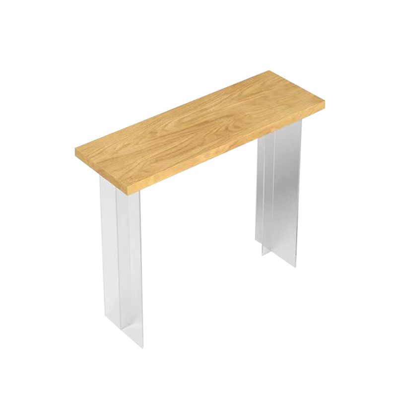 Solid Wood Acrylic Base Rectangle Bar Table for Kitchen Dining Room