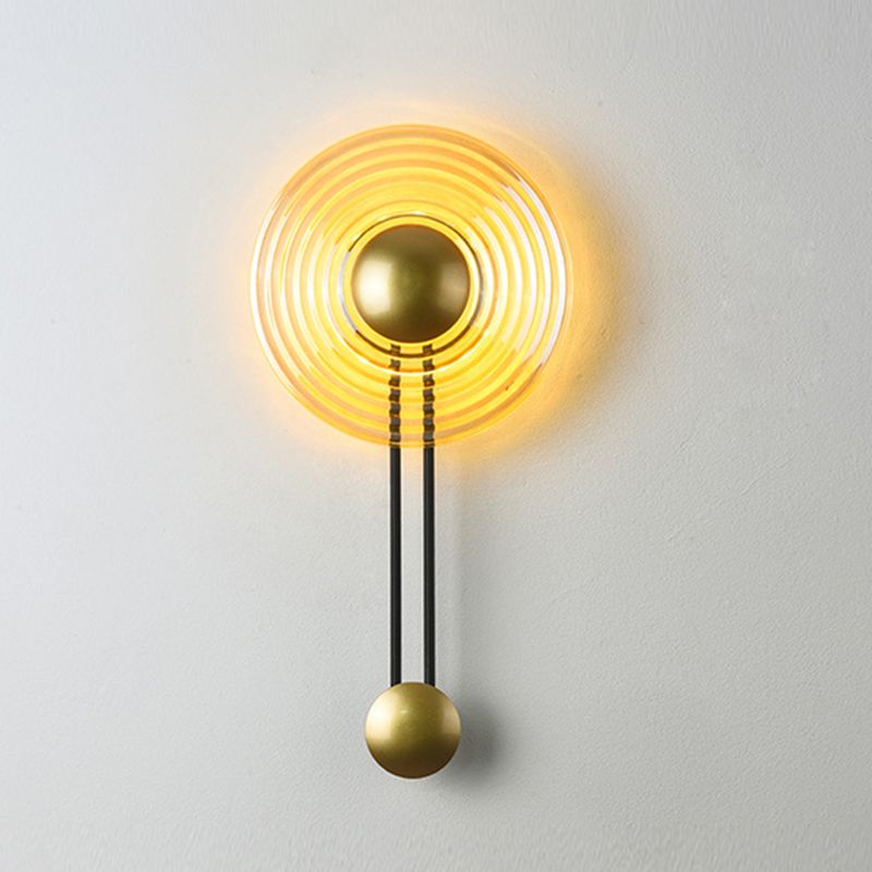 Pronzo della parete a led in oro in vetro in stile artistico moderno lampada a parete circolare in ferro laccata per camera da letto