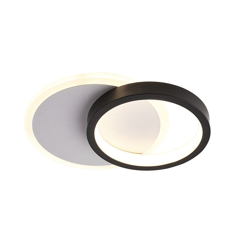 Ring-Panel Combined Mini LED Flush Mount Minimalism Acrylic Black-White Close to Ceiling Light Fixture