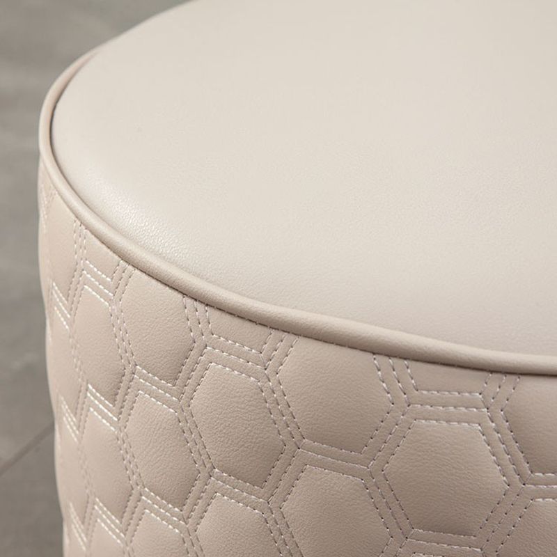 Stylish PU Ottoman Solid Color Water Resistant Round Footstool Ottoman