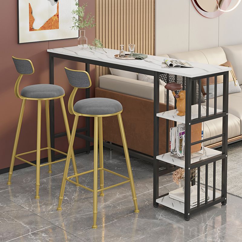 Rectangle Faux Wood Top Bistro Table Modern Pub Table with Metal Frame