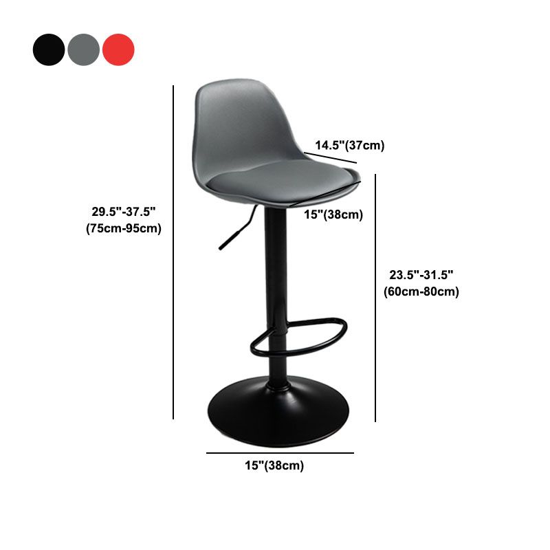 Contemporary Metal Barstool Low Back Faux Leather Cushion Footrest Stool