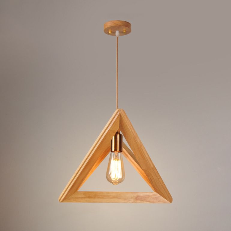 One Head Modern Wood Frame Pendant Light Bedroom Living Room Dining Room Pendant