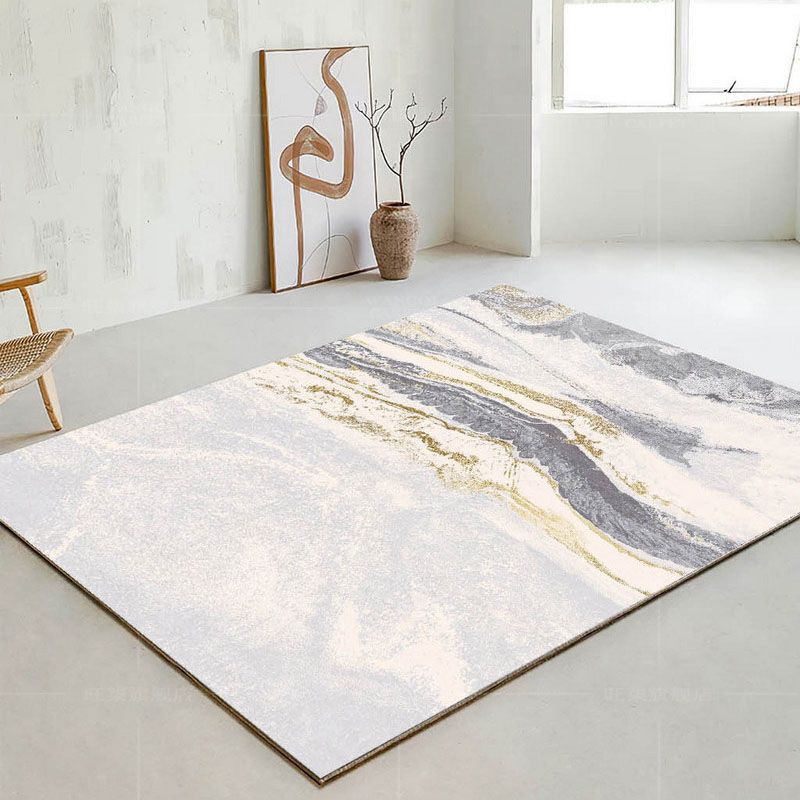 Gray Tone Carpet Modern Contrast Panel Area Rug Polyester Stain Resistant Indoor Rug for Living Room