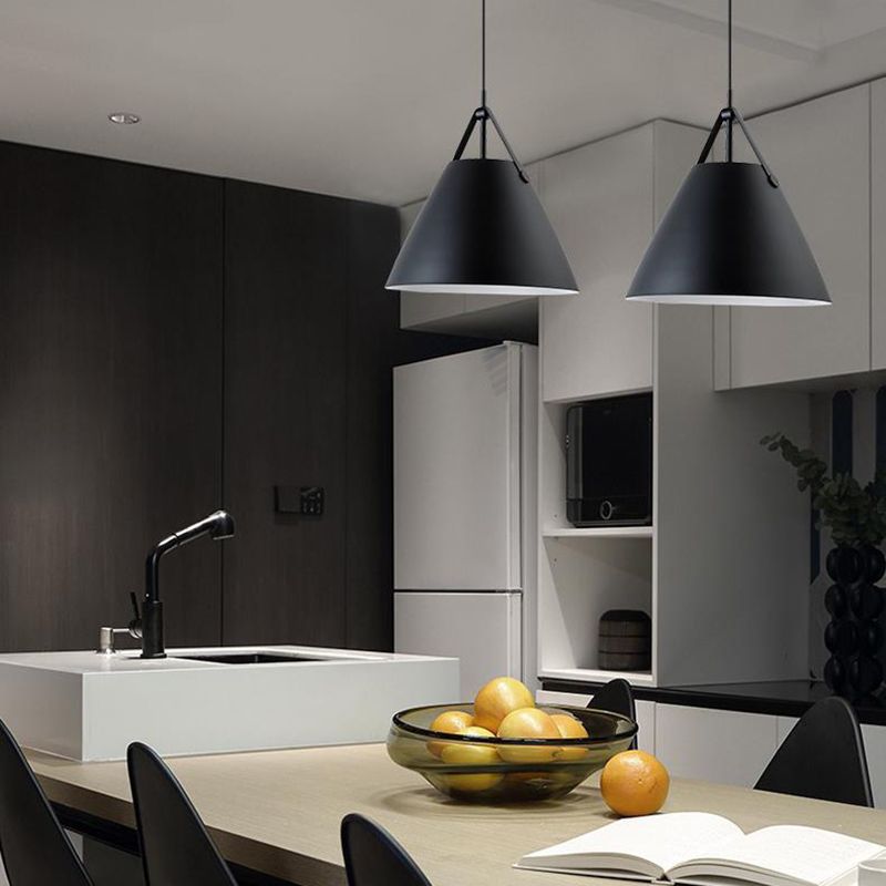 Metal Cone Hanging Lamp Contemporary Ceiling Light for Bedroom