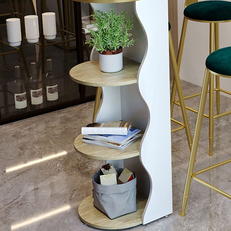 Stone Bar Dining Table Modern Bar Table with Double Pedestal for Kitchen