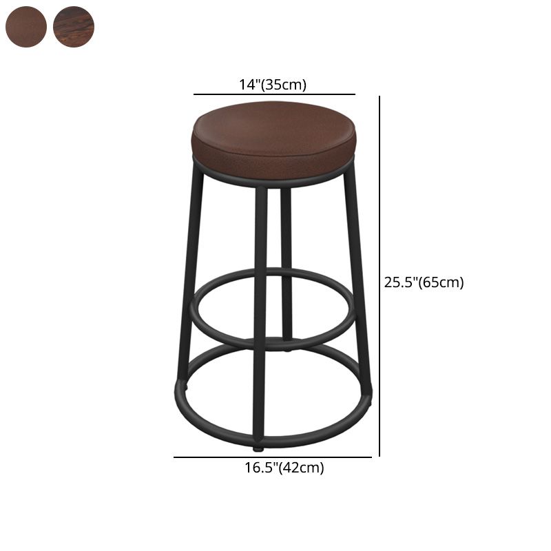 Industrial Armless Backless Counter Stool Iron Cashier Bar Stool with Seat and Pedal
