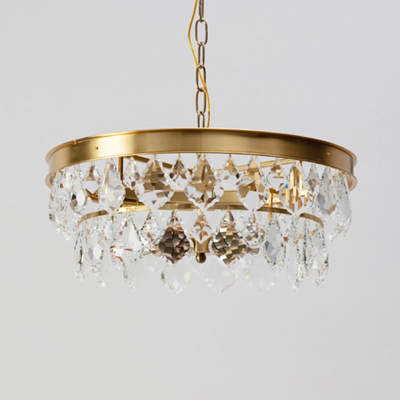 4 bulbos lámpara colgante circular retro negro/dorado lámpara de lámpara de cristal de vidrio biselado para restaurante para restaurante