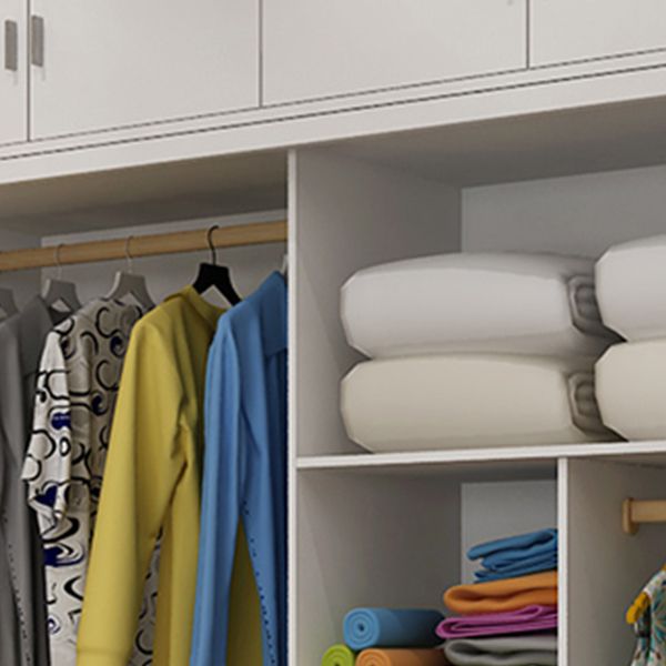 Contemporary White Wooden Wardrobe Freestanding Self Close Doors Wardrobe Armoire