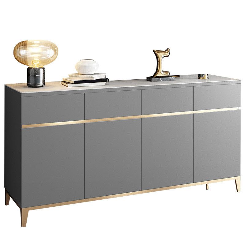 Glam Buffet Stand with Drawers Wood and Stone Buffet Sideboard
