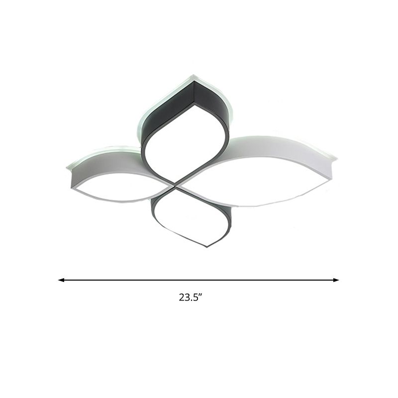 18"/23.5" Wide Bedroom LED Flush Mount Minimalist Acrylic Shaded Black and White Leaf Ceiling Light Fixture, White Light