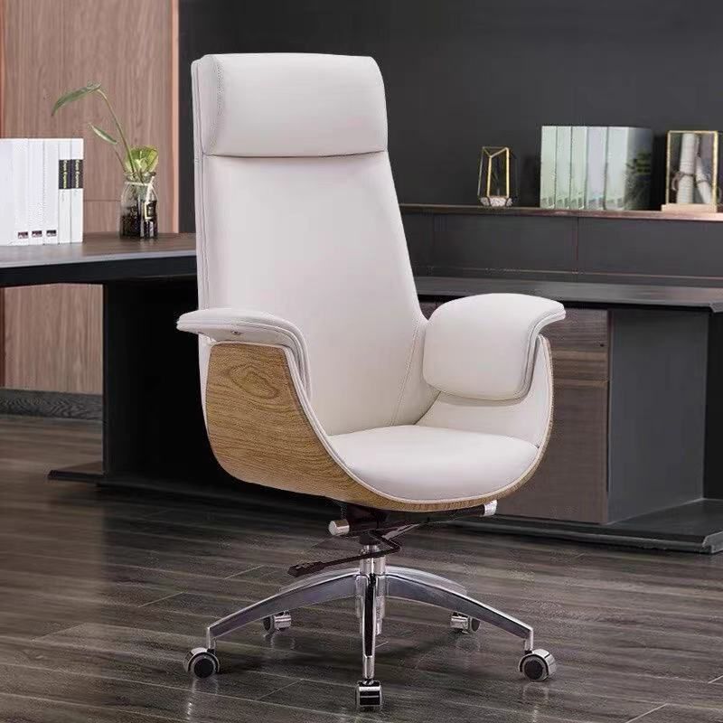 Modern Armless Swivel Chair with Chrome Frame Executive Height-adjustable Office Chair