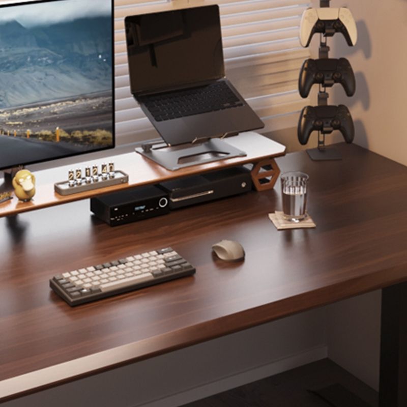 Rectangular Shaped Computer Desk Brown Wooden Gaming Desk for Home