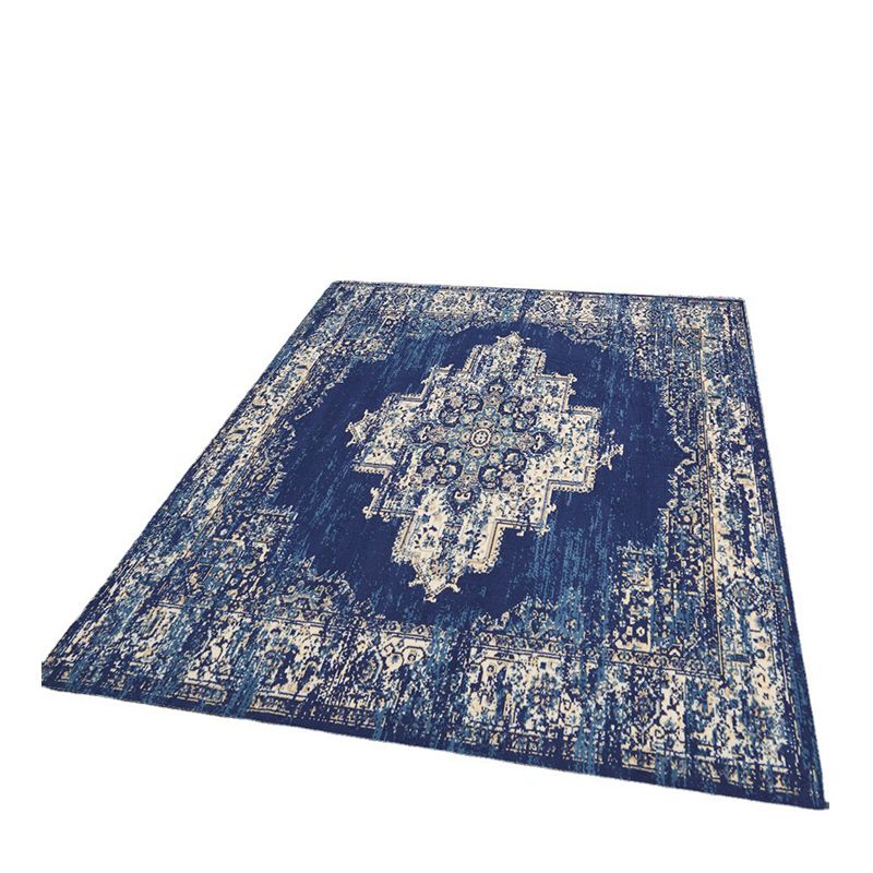 Shabby Chic Medallion Print Carpet Polyester Indoor Rug Stain Resistant Area Carpet for Living Room