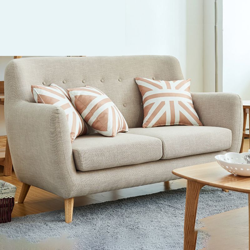 Contemporary Tight Back  Fabric Settee Square Arm Standard Sofa