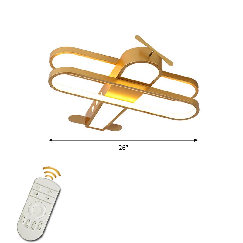 Biplane LED Ceiling Flush Light Cartoon Acrylic Boys Room Flush-Mount Light Fixture