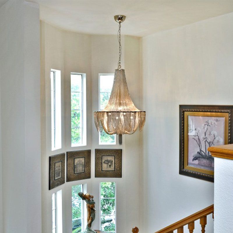 Eigentijds rijk kroonluchter aluminium ketting eetkamer plafond suspensielamp