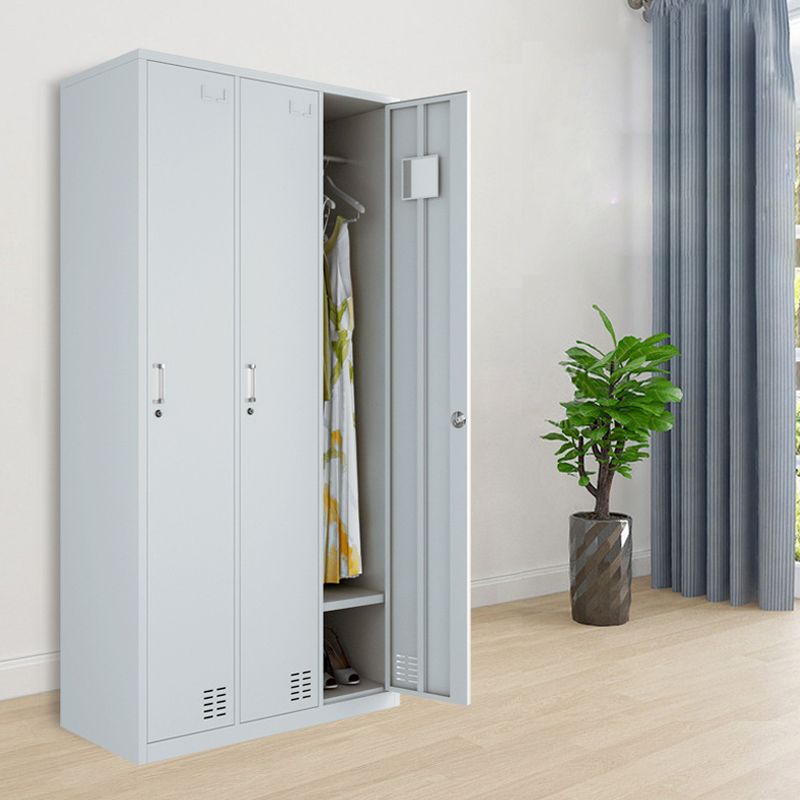 Modern Style Wardrobe Gray Colour Metal Wardrobe Closet with Locks
