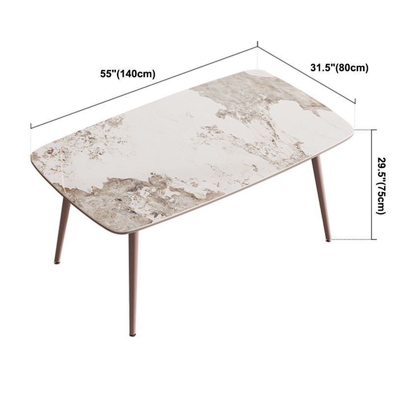 Metal Traditional Luxury Rectangle Dining Table Sintered Stone Top Table with 4 Legs