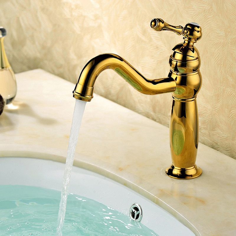 Traditional Centerset Faucet Lever Handles Gooseneck Arc Solid Brass Faucet