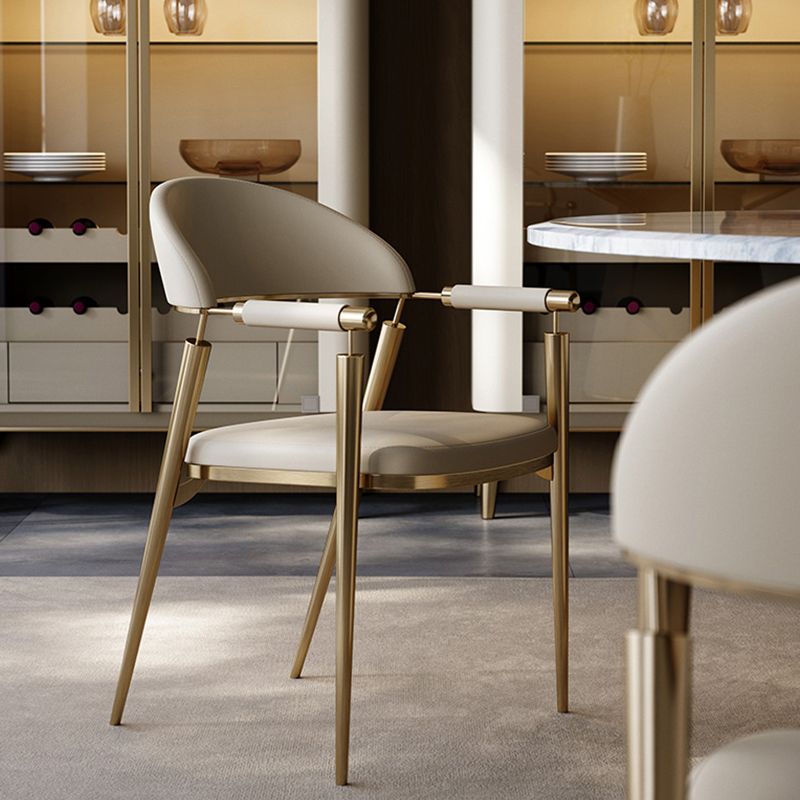 Glam Style Arm Chair Metal Open Back Dining Room Chair for Kitchen