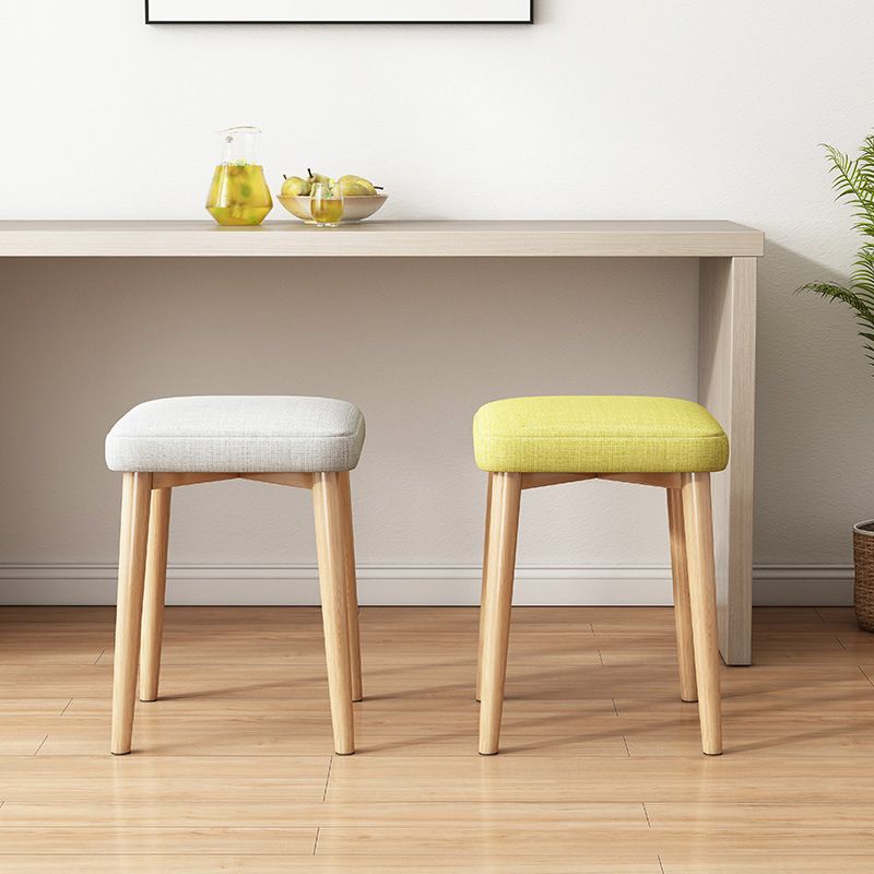 Solid Color Pouf Fabric Fade Resistant Metal Frame Square Upholstered Pouf