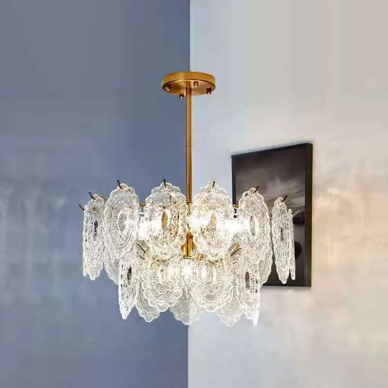 Multi Light Wheel Pendant Chandelier Modern Style Glass Hanging Lighting for Dining Room