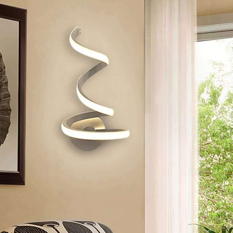 Lámpara de pared espiral de estilo moderno 1 accesorios de iluminación de pared de luz en acabado blanco
