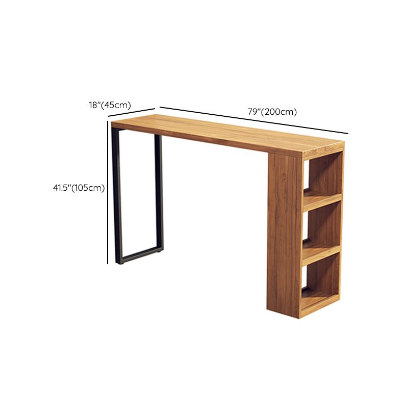 Solid Wood Bar Stool Table Industrial Style Bar Dining Table with Storage