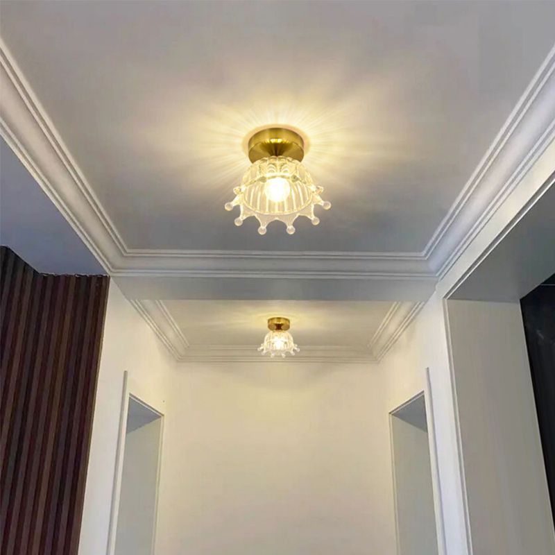 Modern Ceiling Lamp Geometric Flush Mount Light Fixture with Glass Shade for Bedroom