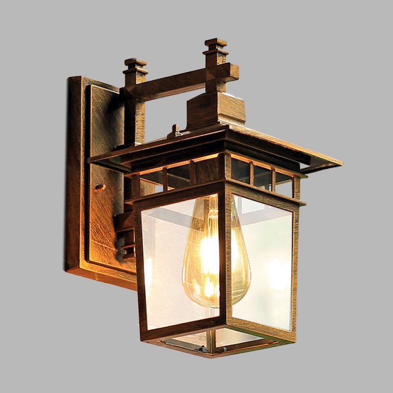 Finition de café 1 tête de mur d'éclairage d'éclairage country pavillon de lampe murale en métal avec une teinte en verre transparent, 8,5 "/ 11" de largeur