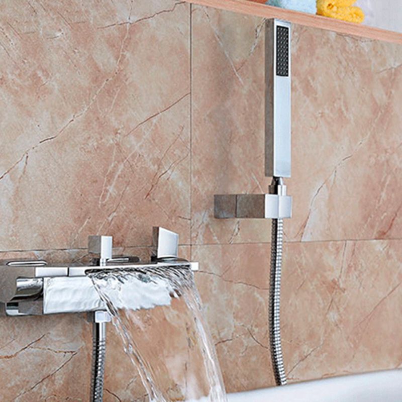 Wall Mounted Metal Freestanding Tub Filler Two Handles Freestanding Faucet