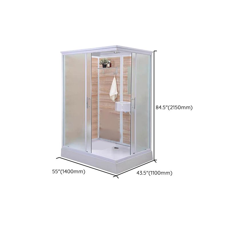 Framed Single Sliding Shower Kit Rectangle Frosted Shower Stall