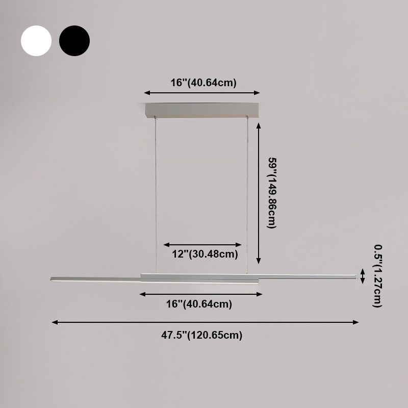 2 Light Linear Island Lighting Contemporary Metal Island Light Fixture